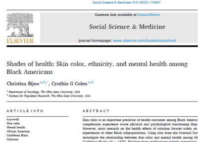 Shades of health: Skin color, ethnicity, and mental health among Black Americans.