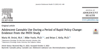 Adolescent cannabis use during a period of rapid policy change: evidence from the PATH Study.